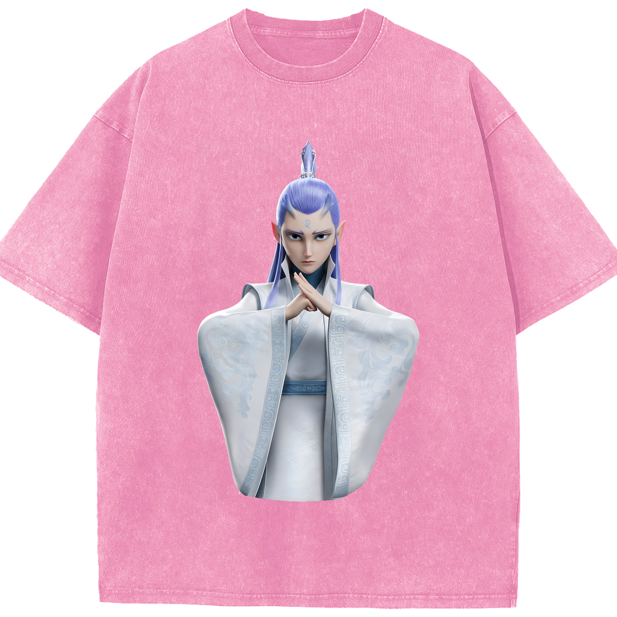 （画像用） Ne Zha 2 ナタ 魔童の大暴れ 綿100% ヴィンテージ風 半袖Tシャツ（フロントプリント）